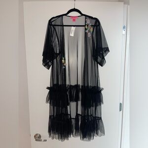 BETSEY JOHNSON Embroidered Mesh Duster